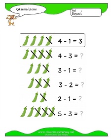 Çıkarma İşlemi Çalışma Sayfaları